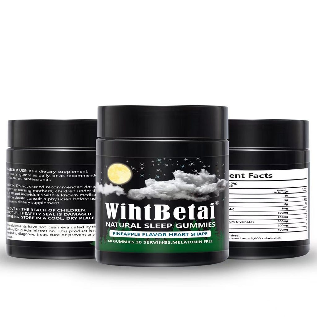 WihtBetai Natural Sleep Gummies - 30 Servings -Sweet Heart Pineapple(Melatonin Free)