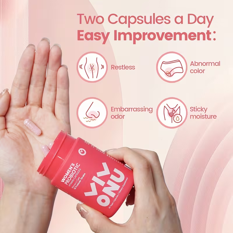 1ud Probióticos para mujeres VIVONU, cuidado diario, recién mejorados: ámate más. Múltiples cepas probióticas regulan las actividades diarias normales y promueven la salud digestiva. 60 cápsulas veganas.