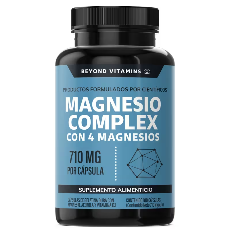 Magnesio Complex | CON 4 MAGNESIOS: Citrato, Glicinato, Gluconato y Óxido de Magnesio | 710 mg Puros por Cápsula | Suplemento Alimenticio