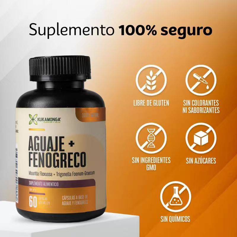 Aguaje 1 Bottle with 60 Capsules | 1000 Mg Per Unit | 1 Month Duration | Kukamonga.