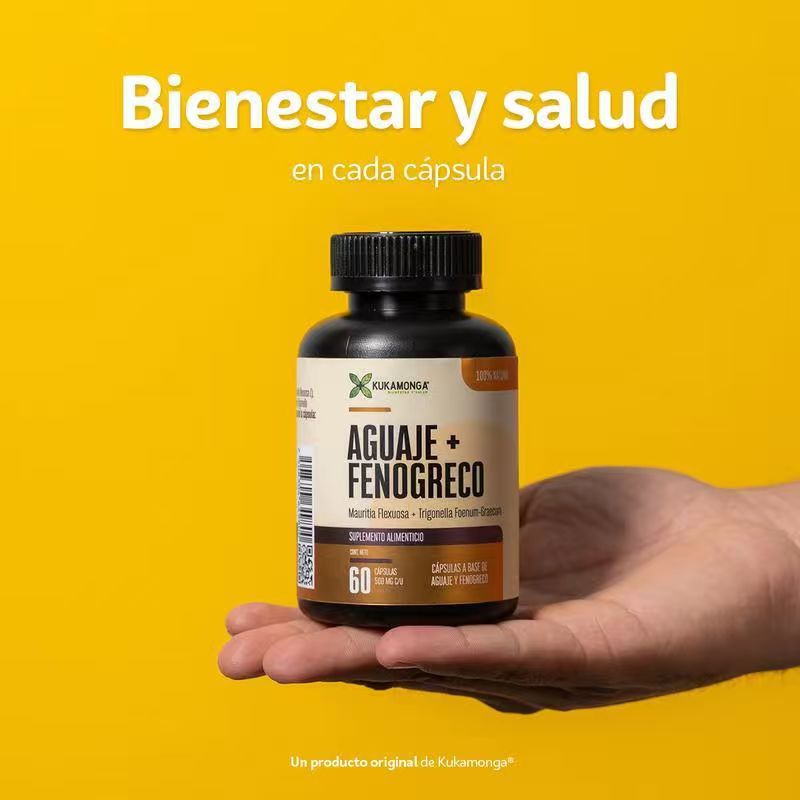 Aguaje 1 Bottle with 60 Capsules | 1000 Mg Per Unit | 1 Month Duration | Kukamonga.