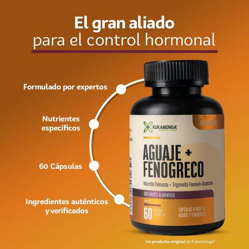 Aguaje 1 Bottle with 60 Capsules | 1000 Mg Per Unit | 1 Month Duration | Kukamonga.