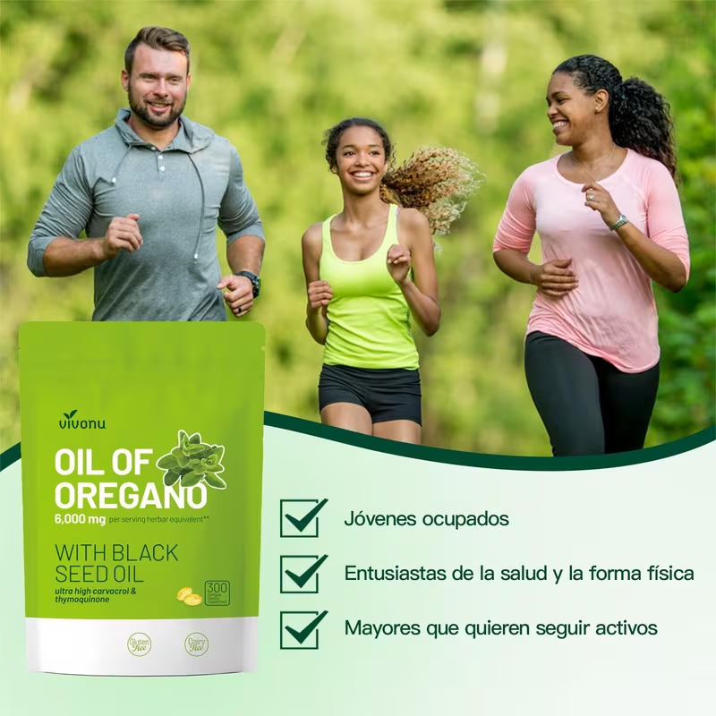 Nuevamente actualizadas 300 cápsulas de aceite de orégano con aceite de semilla negra: antioxidantes naturales que respaldan la nutrición deportiva, suplemento dietario vegetal de alta eficacia, regulación del sistema digestivo,