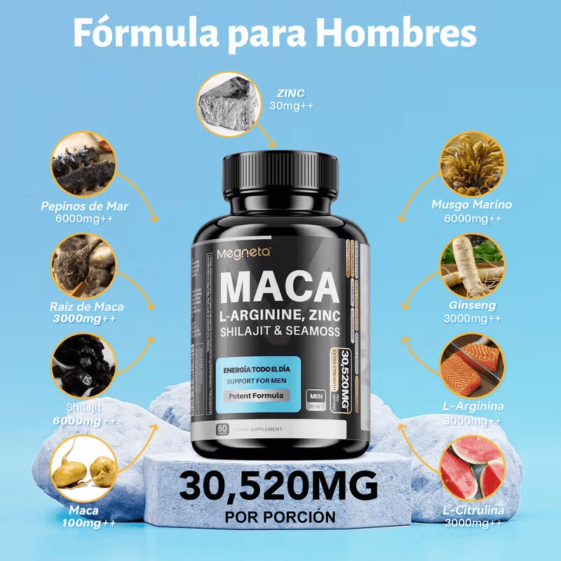 Advanced Formula for Men – Premium Maca with L-Arginine, Zinc, and Sea Moss | Natural Vitality and Strength - Like Ancient Warriors! | Potent 30:1 Extracts, 5200Mg Total | 60 Capsules