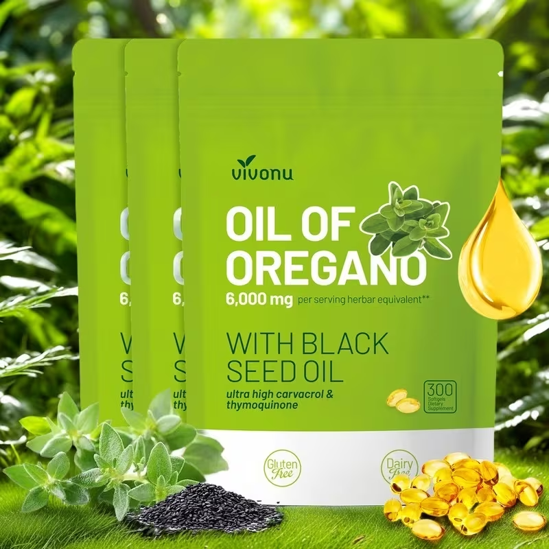 Nuevamente actualizadas 300 cápsulas de aceite de orégano con aceite de semilla negra: antioxidantes naturales que respaldan la nutrición deportiva, suplemento dietario vegetal de alta eficacia, regulación del sistema digestivo,