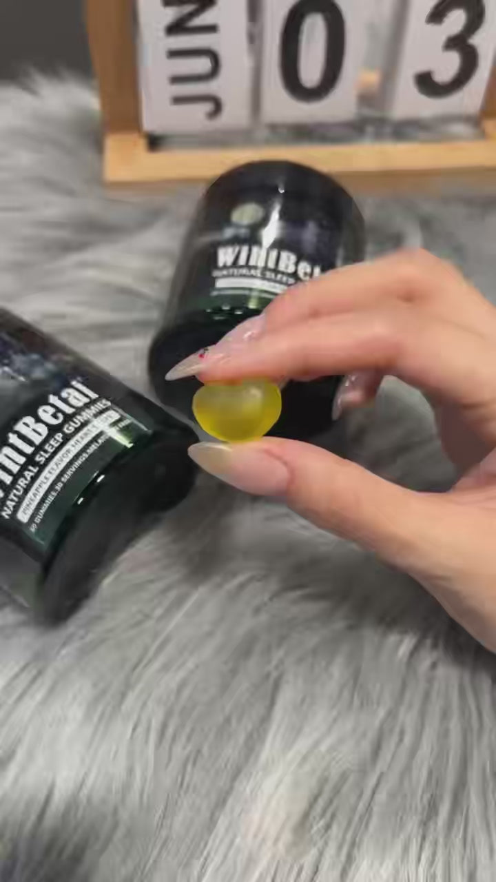 WihtBetai Natural Sleep Gummies - 30 Servings -Sweet Heart Pineapple(Melatonin Free)